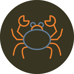 Crab Line Two Color Circle Icon