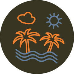 Island Line Two Color Circle Icon