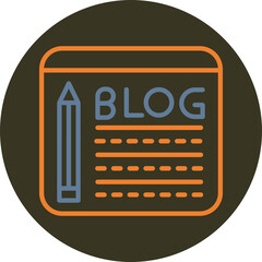 Blogging Line Two Color Circle Icon