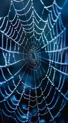 Fototapeta premium A close up of a spider web with water droplets on it