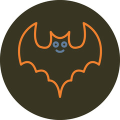 Bat Line Two Color Circle Icon
