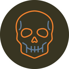 Skull Line Two Color Circle Icon