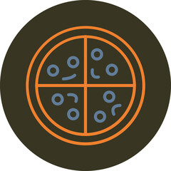 Pizza Line Two Color Circle Icon