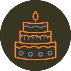 Cake Line Two Color Circle Icon