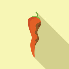 Minimalist design of a red chili pepper with shadow, perfect for culinary designs