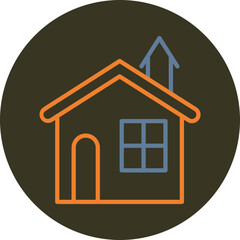 House Line Two Color Circle Icon