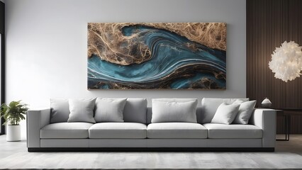 Interior design of room with white and blue theme