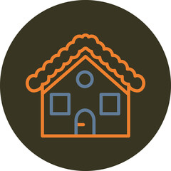House Line Two Color Circle Icon
