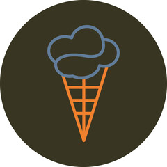 Ice cream Line Two Color Circle Icon