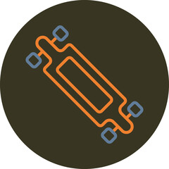 Longboard Line Two Color Circle Icon