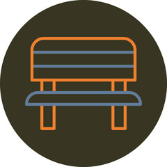 Bench Line Two Color Circle Icon