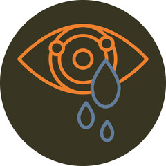 Crying Eyes Line Two Color Circle Icon