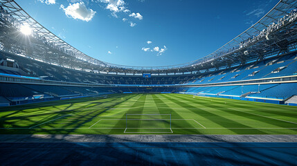 Photo Realistic Stadium Background,
Football Stadium empty football stadium wide angle view from top seats
