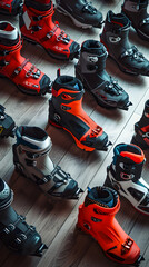 Assorted Collection of Cross-Country Ski Boots Showcasing Their Design and Functionality