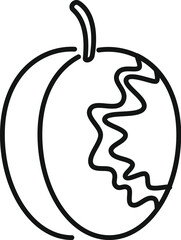 Minimalist line drawing of a peach for logos, icons, and design elements