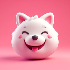 Cute smiley dog creative 3D design illustration. Kawaii doggy emoji concept illustration. Cartoon dog creative image. Raster bitmap digital art. AI artwork.	