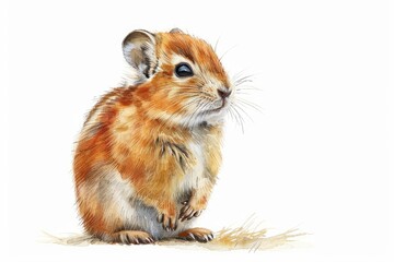 Obraz premium American pika, Pastel-colored, in hand-drawn style, watercolor, isolated on white background