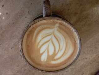 Set of paper take away cups of different coffee latte or cappuccino isolated on white background, top view