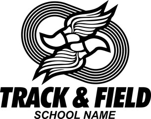 track and field team design with winged foot for school, college or league sports © EarlFergusonClipart