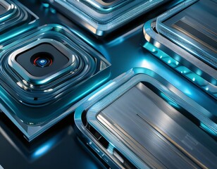 Blue abstract industrial metallic board texture, background, Generative AI.