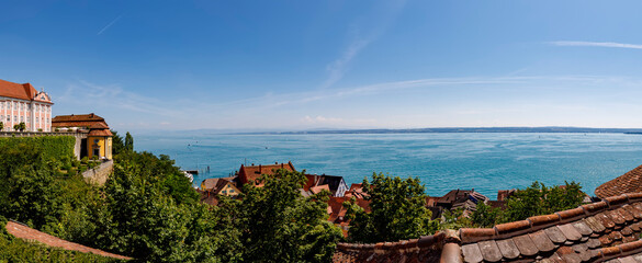 Amazing panoramic view of the beautiful coastline of Bodensee Lake