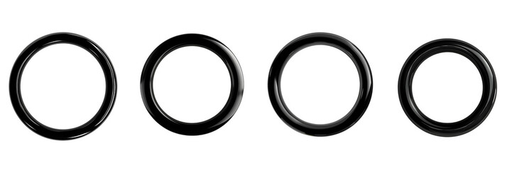 Set of A super realistic black circle, on a transparent background