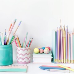 Fototapeta premium Background on back to school/college theme. Clean background. Knowledge learning concept