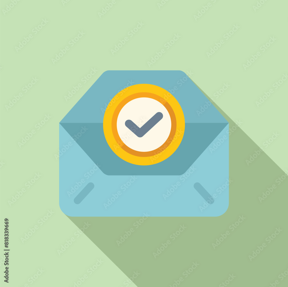 Poster modern and simple approved email notification icon with a green background and check mark symbol for