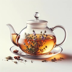 a picture of a teapot and a teapot with a picture of a teapot and a cup of tea. teapot with tea illu