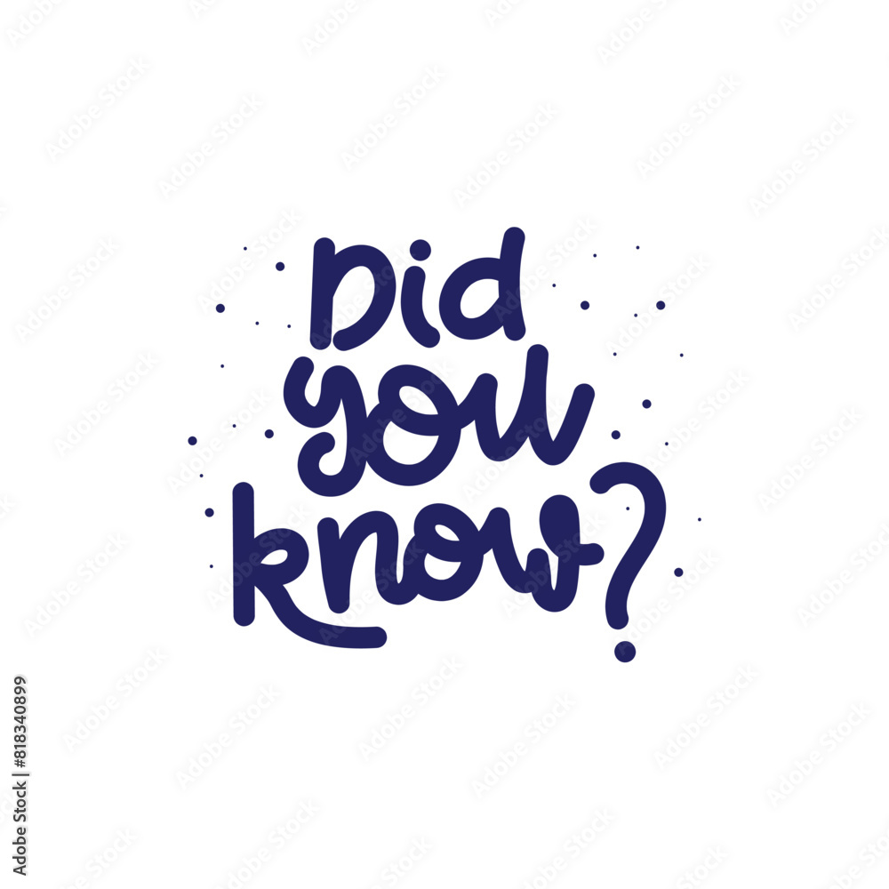 Fototapete hand drawn did you know? calligraphy text vector design.