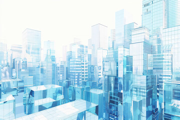 modern city skyline  light, blue, white, buildings, glass, material, lighting, background, cityscape,