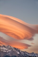 Clouds At Sunset Above Mountain Peaks, Kootenay Plains, Alberta, Canada