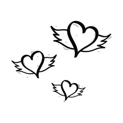 Hand Drawn Heart Shape Icon Set Vector Design.