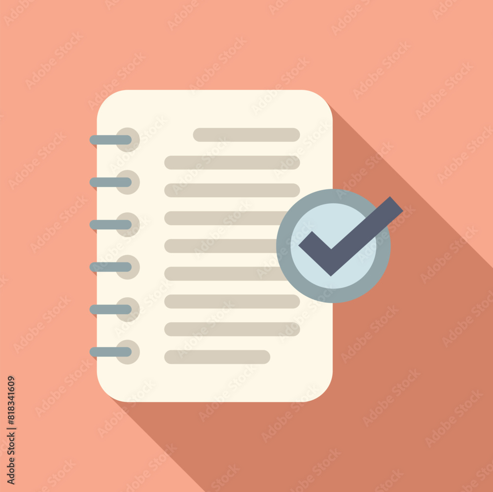 Poster illustration of a notepad with a checked box, symbolizing task completion