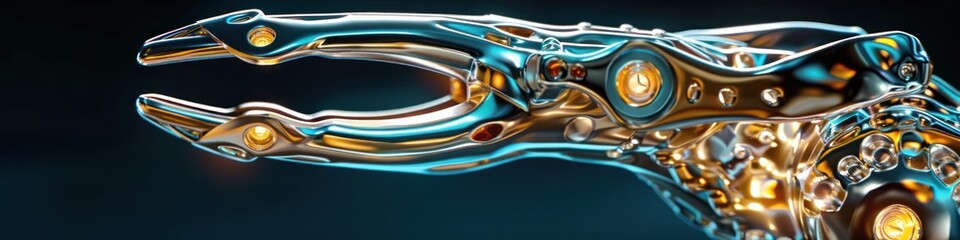 Luminescent Golden Surgical Clamp A Beacon of Modern Medical Precision in Digital Art
