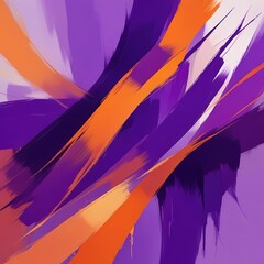 Abstract Painting with Brushstrokes and Explosions of Color purple and orange