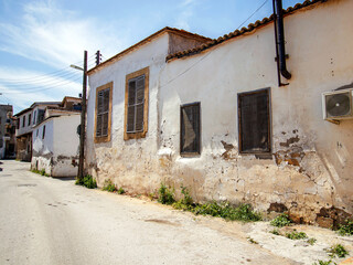 Historical houses in the narrow street Lefkosa Cyprus