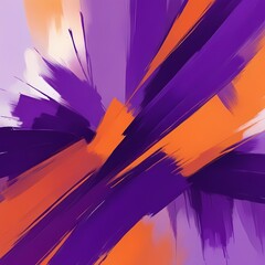 Abstract Painting with Brushstrokes and Explosions of Color purple and orange
