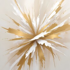 Abstract Painting with Brushstrokes and Explosions of Color gold and white