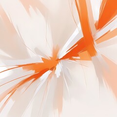 Abstract Painting with Brushstrokes and Explosions of Color orange and white