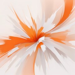 Abstract Painting with Brushstrokes and Explosions of Color orange and white