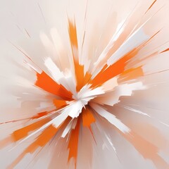 Abstract Painting with Brushstrokes and Explosions of Color orange and white