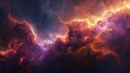 Fototapeta premium Glowing Nebula Unveiling the Enigmatic Beauty of Space Dust in Mesmerizing Astrophotography