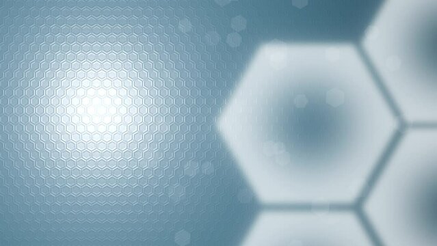 Hexagon cell lattice dynamic background for medical or cosmetic video. Seamless looping animation.