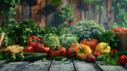 Many different types of vegetables and early greens
