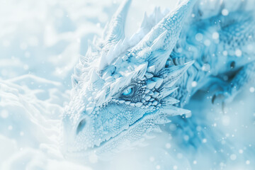 Magic Dragon in Snow Blue Toned