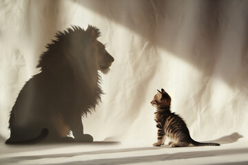 Small Cat Opposite Shadow of Big Lion Dream
