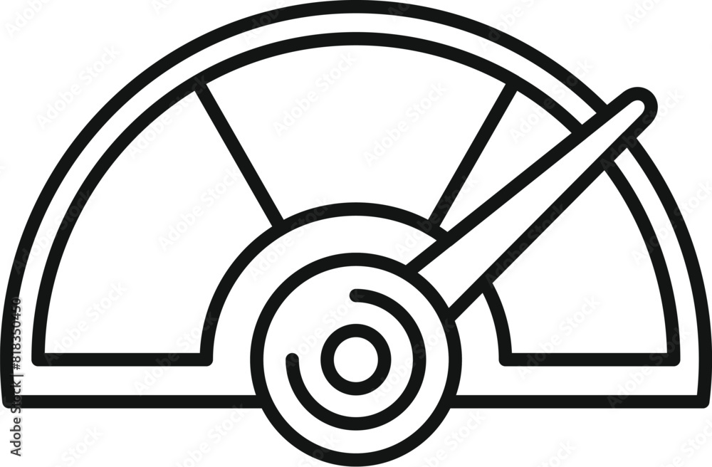 Poster simple line drawing of a speedometer gauge, ideal for transport and speed concepts
