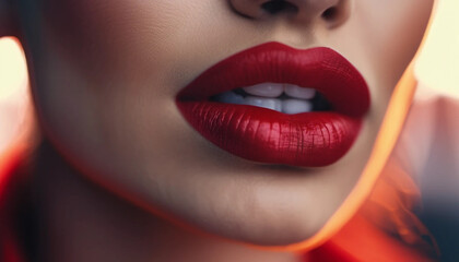 Fototapeta premium Close up of red lips. 