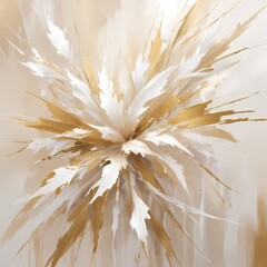 Extreme Flowers Painting: Half Bloom, Half Brushstroke gold and white